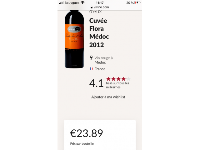 Medoc château pataches d’aux cuvée Flora 2012